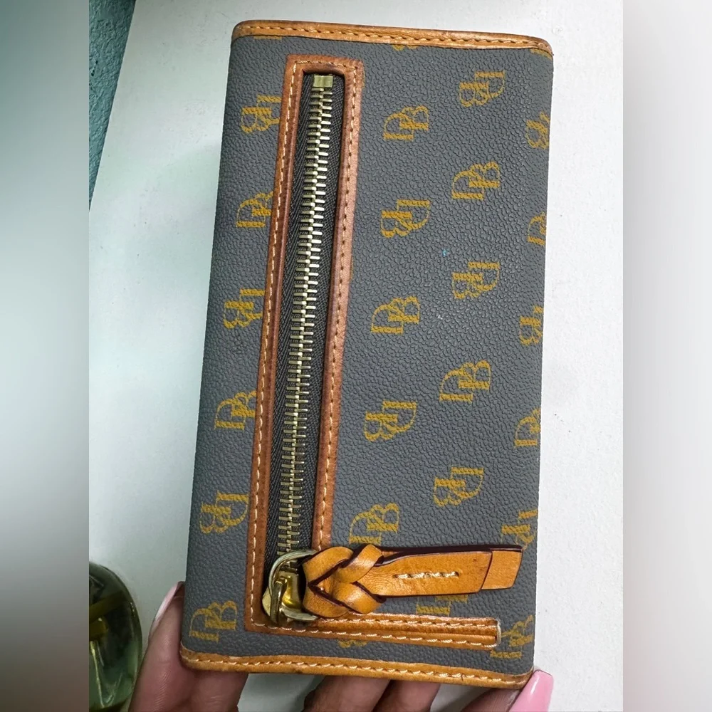 Dooney & Bourke Blue and Tan Monogram Wallet